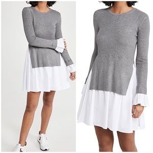 English Factory Combo Knit & Poplin Sweater Shirt Dress XS NWT